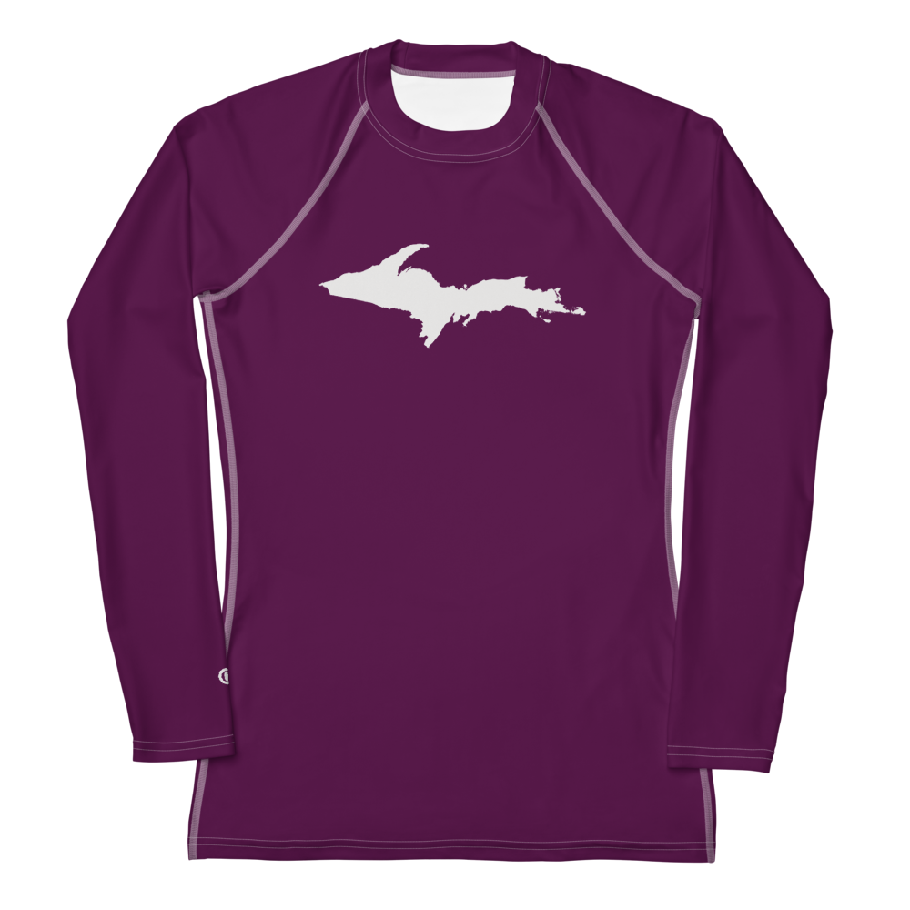 Michigan Upper Peninsula Rash Guard (w/ UP Outline) | Women's - Tyrian Purple