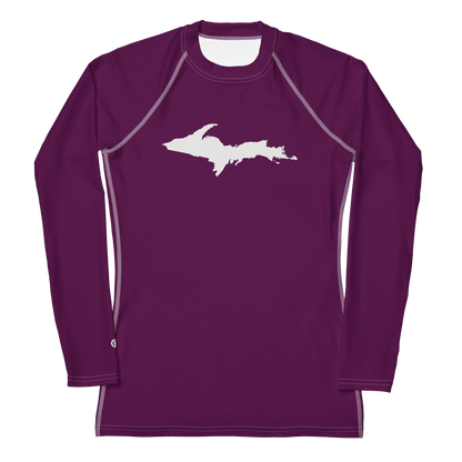 Michigan Upper Peninsula Rash Guard (w/ UP Outline) | Women's - Tyrian Purple