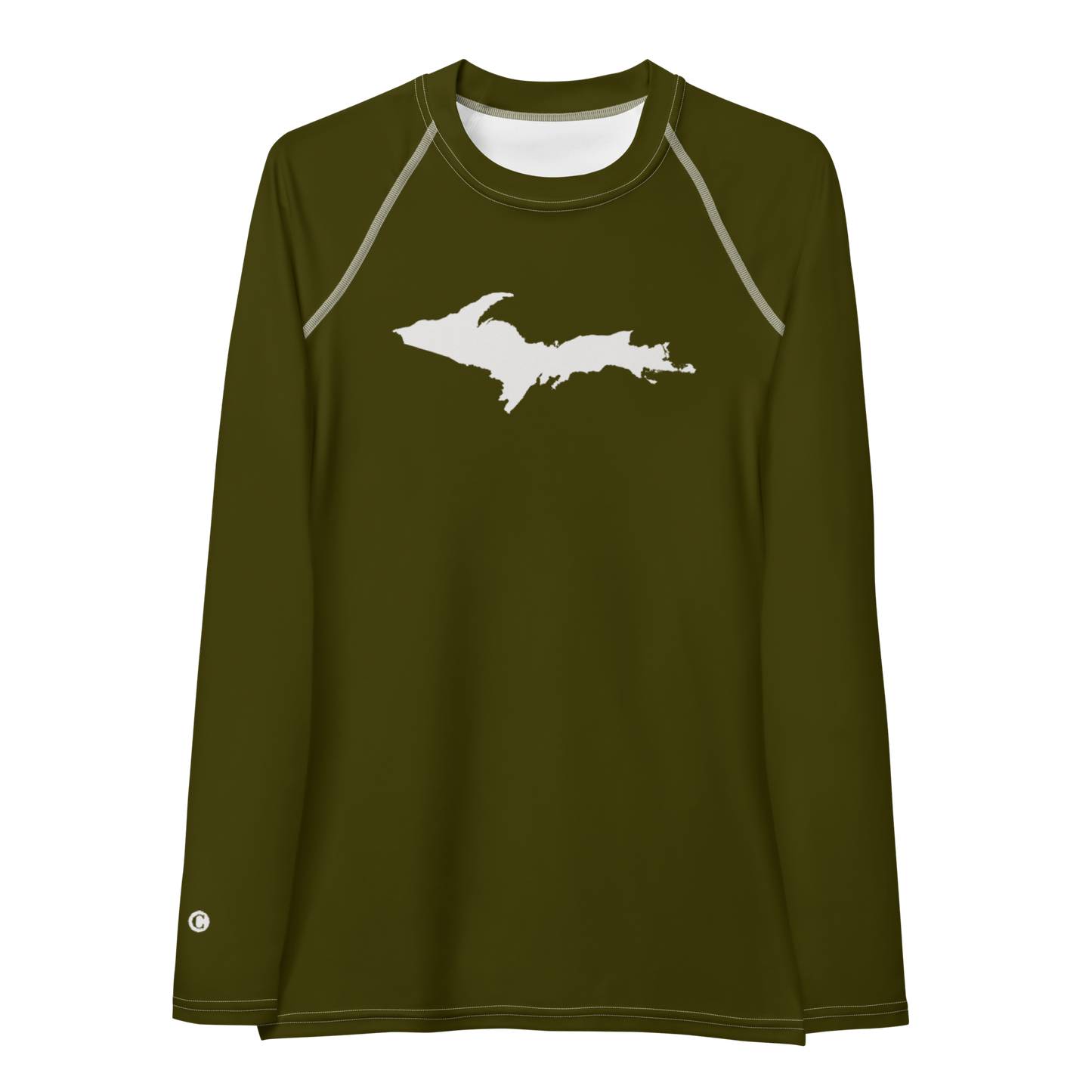 Michigan Upper Peninsula Rash Guard (w/ UP Outline) | Women's - Military Green