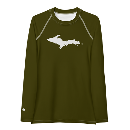 Michigan Upper Peninsula Rash Guard (w/ UP Outline) | Women's - Military Green