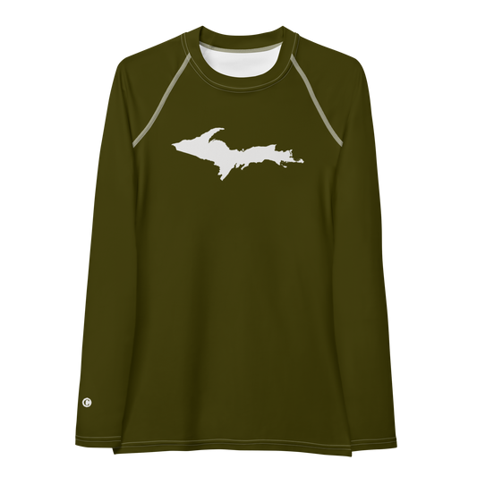 Michigan Upper Peninsula Rash Guard (w/ UP Outline) | Women's - Military Green