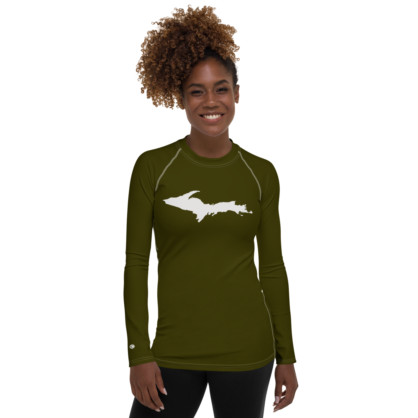 Michigan Upper Peninsula Rash Guard (w/ UP Outline) | Women's - Military Green