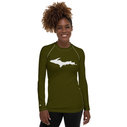 Michigan Upper Peninsula Rash Guard (w/ UP Outline) | Women's - Military Green