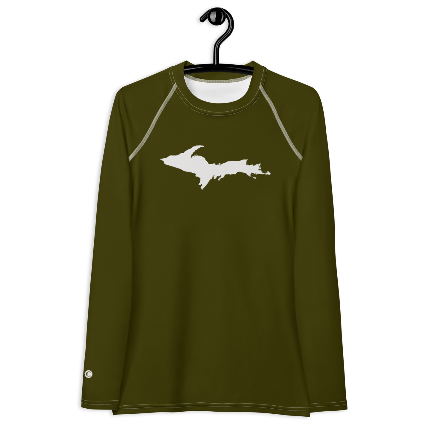 Michigan Upper Peninsula Rash Guard (w/ UP Outline) | Women's - Military Green