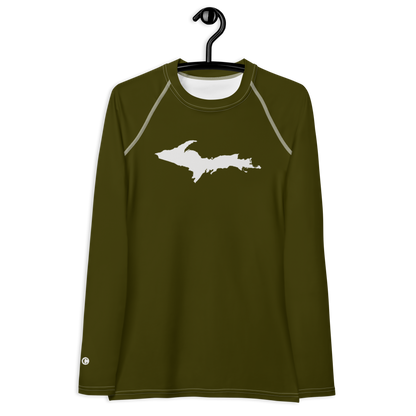 Michigan Upper Peninsula Rash Guard (w/ UP Outline) | Women's - Military Green