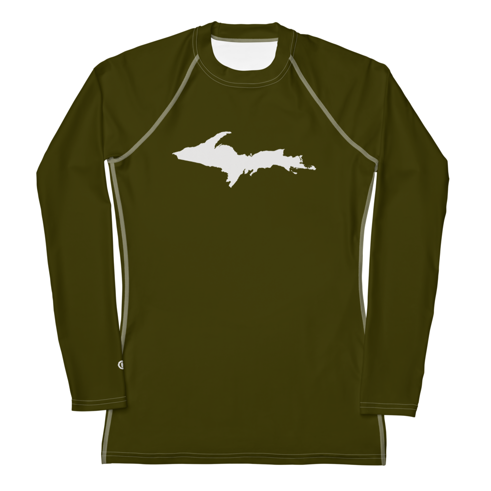 Michigan Upper Peninsula Rash Guard (w/ UP Outline) | Women's - Military Green