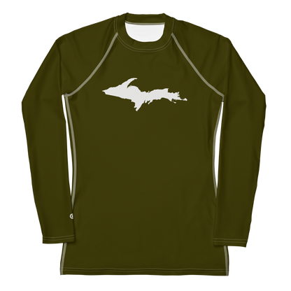 Michigan Upper Peninsula Rash Guard (w/ UP Outline) | Women's - Military Green