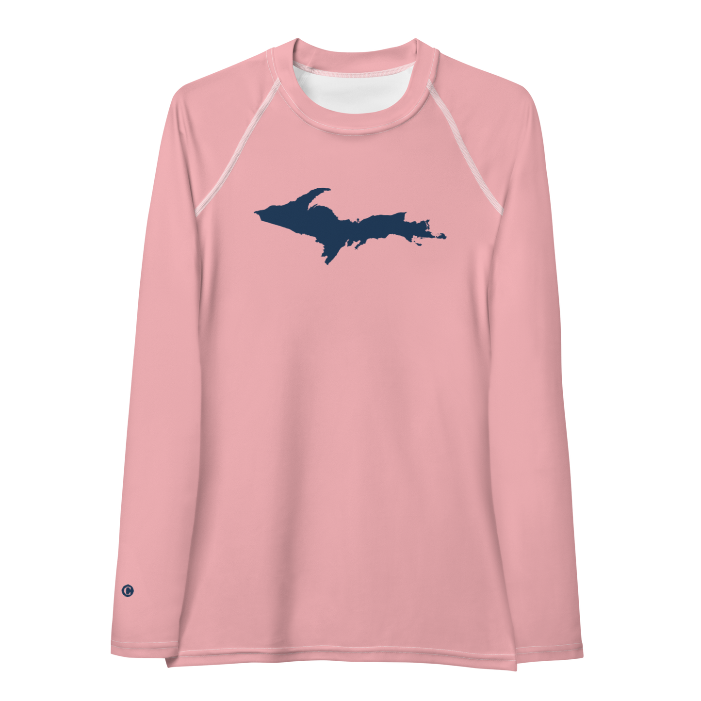 Michigan Upper Peninsula Rash Guard (w/ UP Outline) | Women's - Strawberry Pink