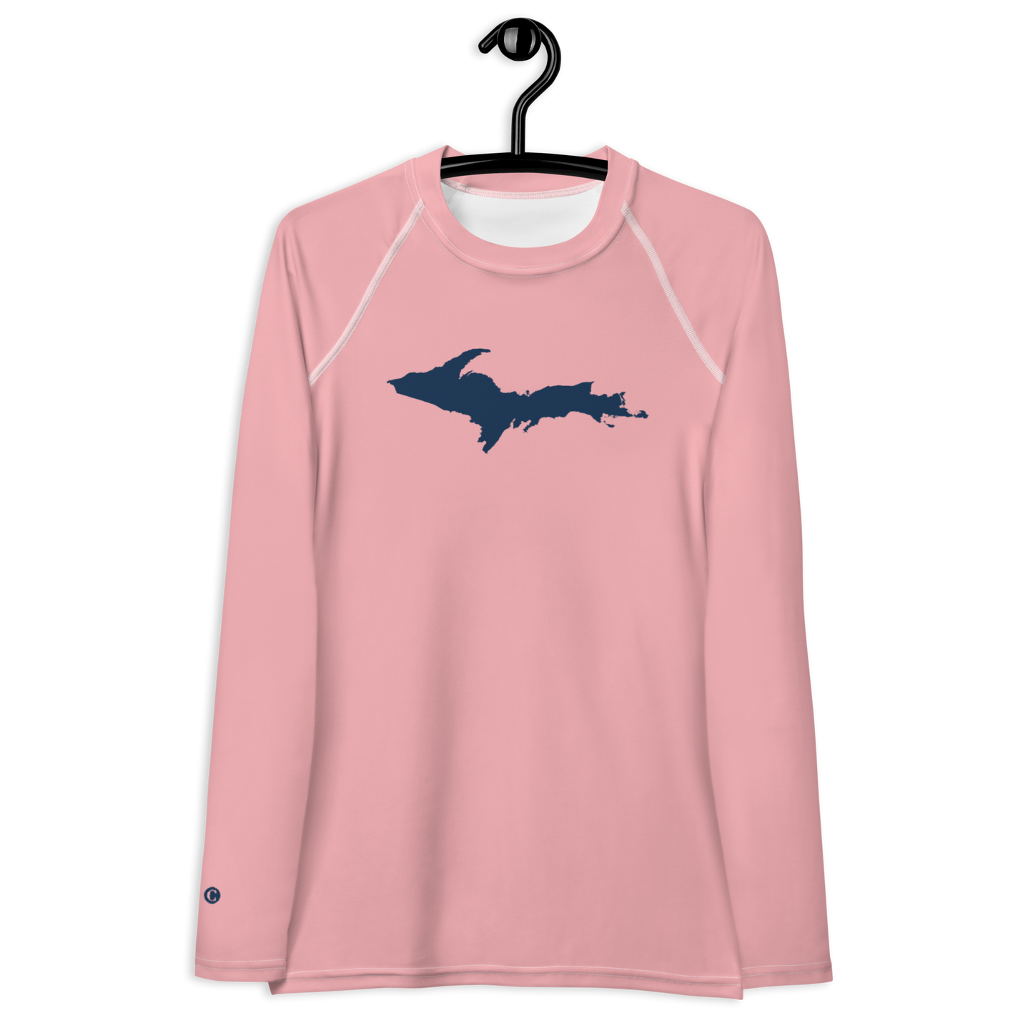 Michigan Upper Peninsula Rash Guard (w/ UP Outline) | Women's - Strawberry Pink