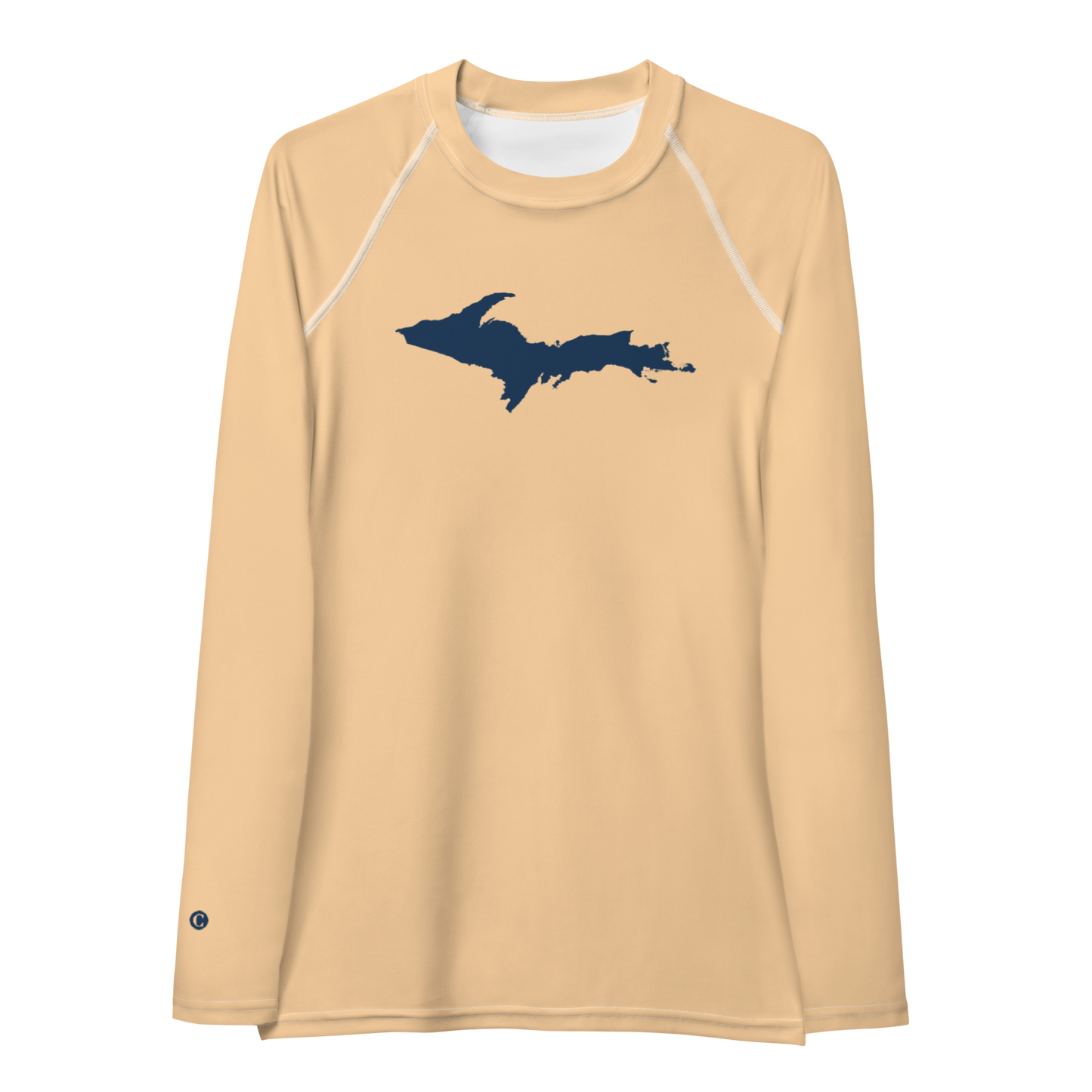 Michigan Upper Peninsula Rash Guard (w/ UP Outline) | Women's - Pale Apricot