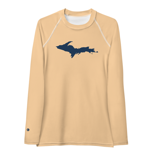 Michigan Upper Peninsula Rash Guard (w/ UP Outline) | Women's - Pale Apricot