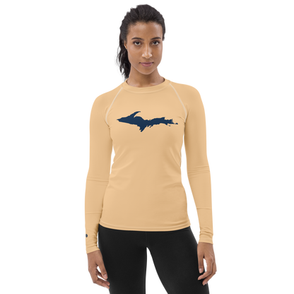 Michigan Upper Peninsula Rash Guard (w/ UP Outline) | Women's - Pale Apricot