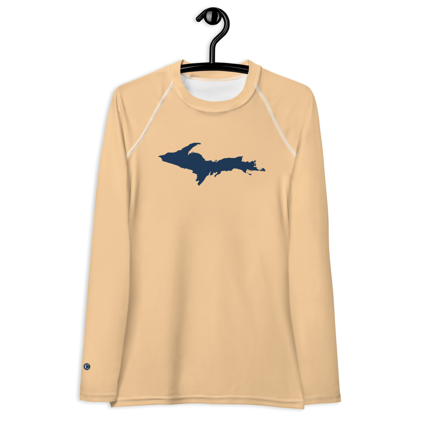 Michigan Upper Peninsula Rash Guard (w/ UP Outline) | Women's - Pale Apricot