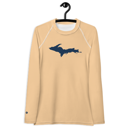 Michigan Upper Peninsula Rash Guard (w/ UP Outline) | Women's - Pale Apricot