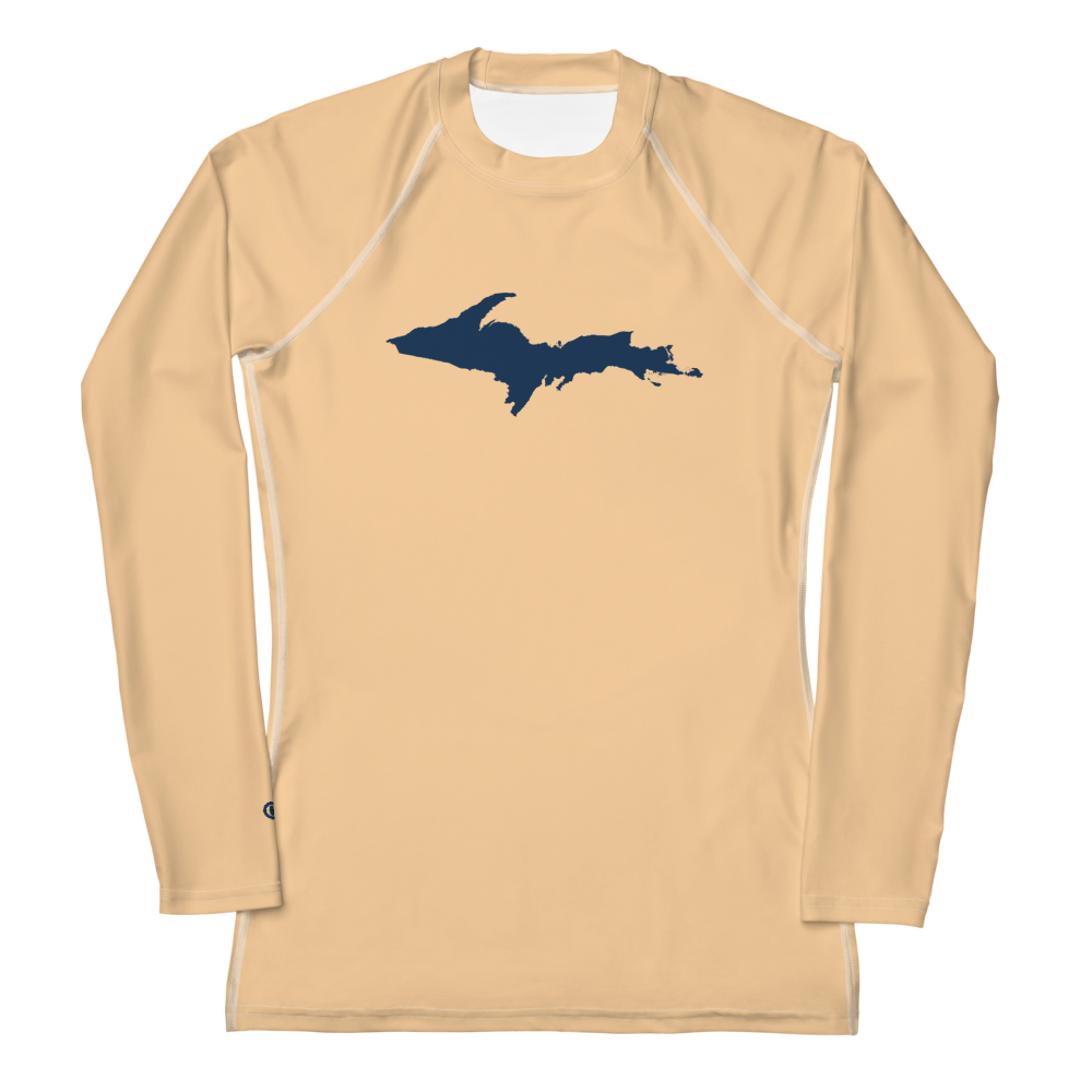 Michigan Upper Peninsula Rash Guard (w/ UP Outline) | Women's - Pale Apricot