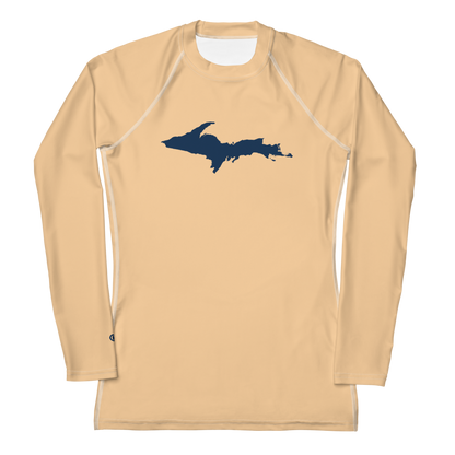 Michigan Upper Peninsula Rash Guard (w/ UP Outline) | Women's - Pale Apricot