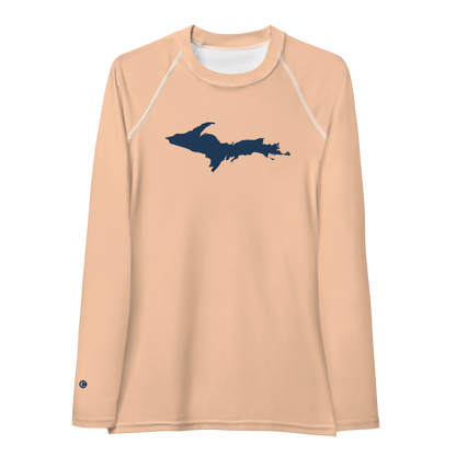 Michigan Upper Peninsula Rash Guard (w/ UP Outline) | Women's - Peach