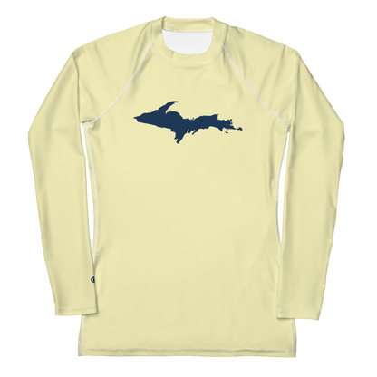 Michigan Upper Peninsula Rash Guard (w/ UP Outline) | Women's - Canary Yellow