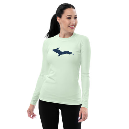 Michigan Upper Peninsula Rash Guard (w/ UP Outline) | Women's - Dew Green