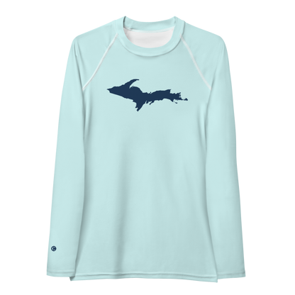 Michigan Upper Peninsula Rash Guard (w/ UP Outline) | Women's - Cyan