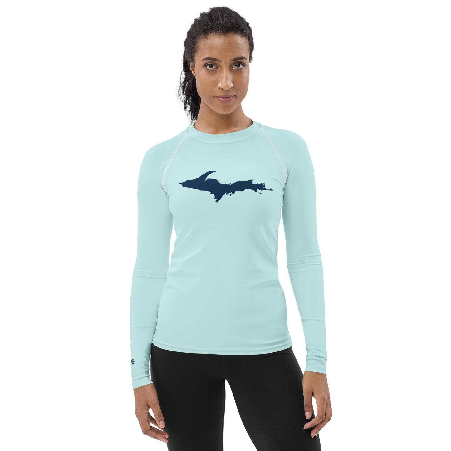 Michigan Upper Peninsula Rash Guard (w/ UP Outline) | Women's - Cyan