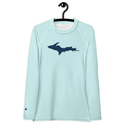 Michigan Upper Peninsula Rash Guard (w/ UP Outline) | Women's - Cyan