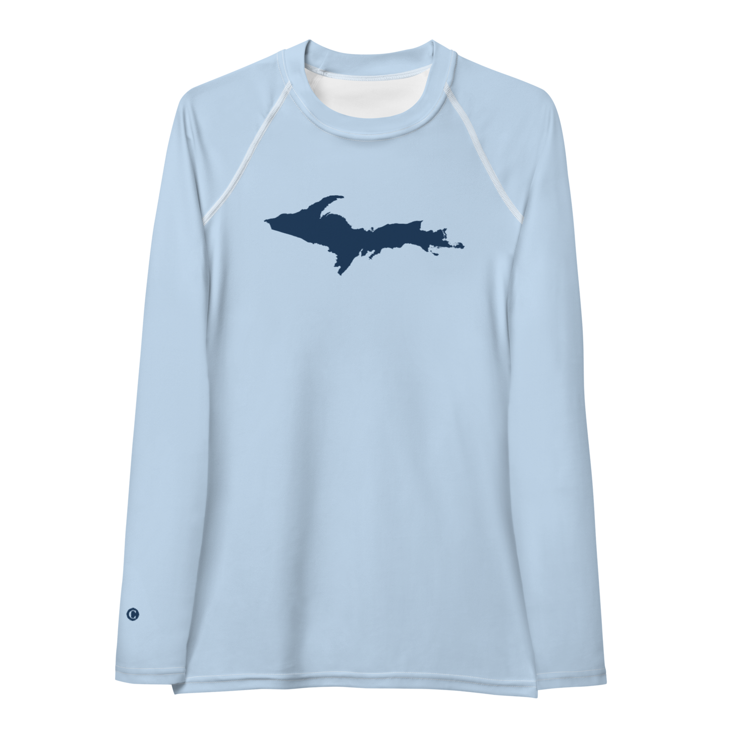 Michigan Upper Peninsula Rash Guard (w/ UP Outline) | Women's - Light Blue