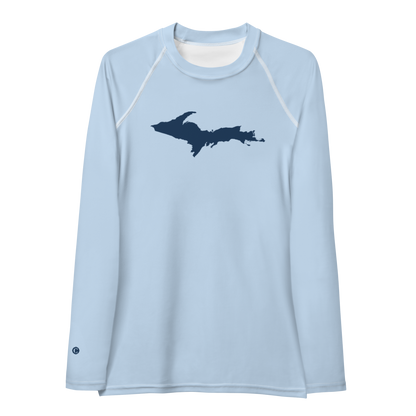 Michigan Upper Peninsula Rash Guard (w/ UP Outline) | Women's - Light Blue