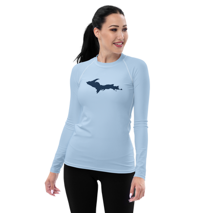 Michigan Upper Peninsula Rash Guard (w/ UP Outline) | Women's - Light Blue