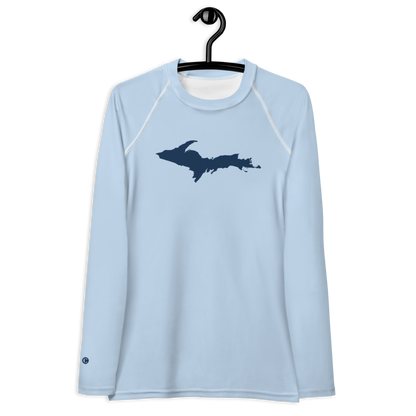 Michigan Upper Peninsula Rash Guard (w/ UP Outline) | Women's - Light Blue