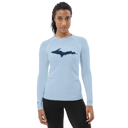 Michigan Upper Peninsula Rash Guard (w/ UP Outline) | Women's - Light Blue