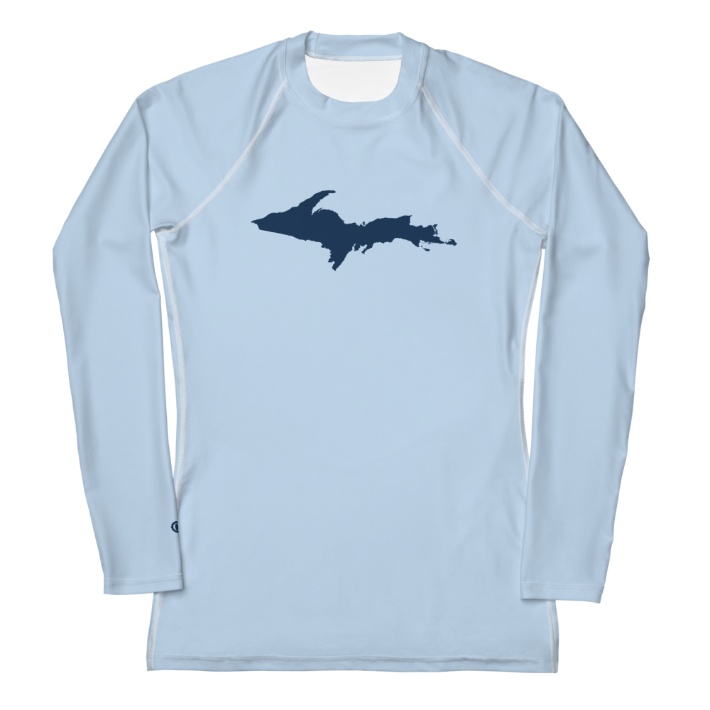 Michigan Upper Peninsula Rash Guard (w/ UP Outline) | Women's - Light Blue