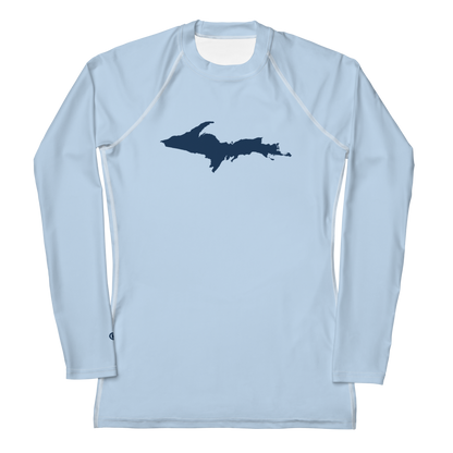 Michigan Upper Peninsula Rash Guard (w/ UP Outline) | Women's - Light Blue