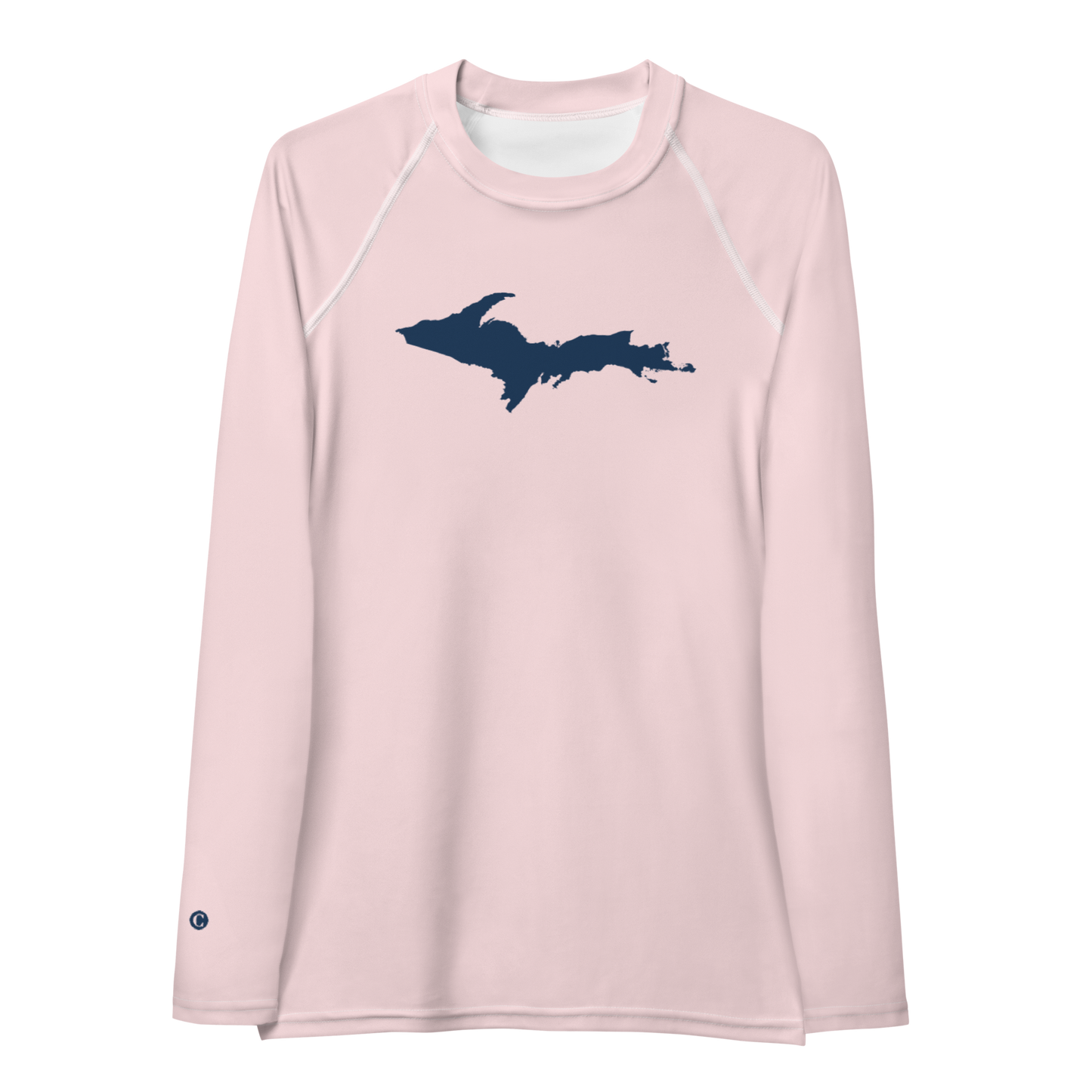 Michigan Upper Peninsula Rash Guard (w/ UP Outline) | Women's - Pale Pink