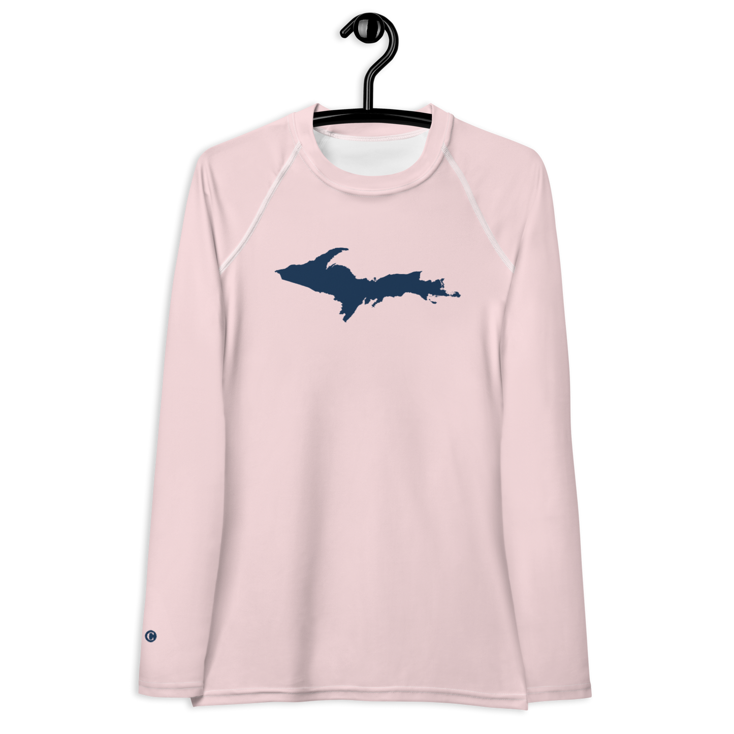 Michigan Upper Peninsula Rash Guard (w/ UP Outline) | Women's - Pale Pink