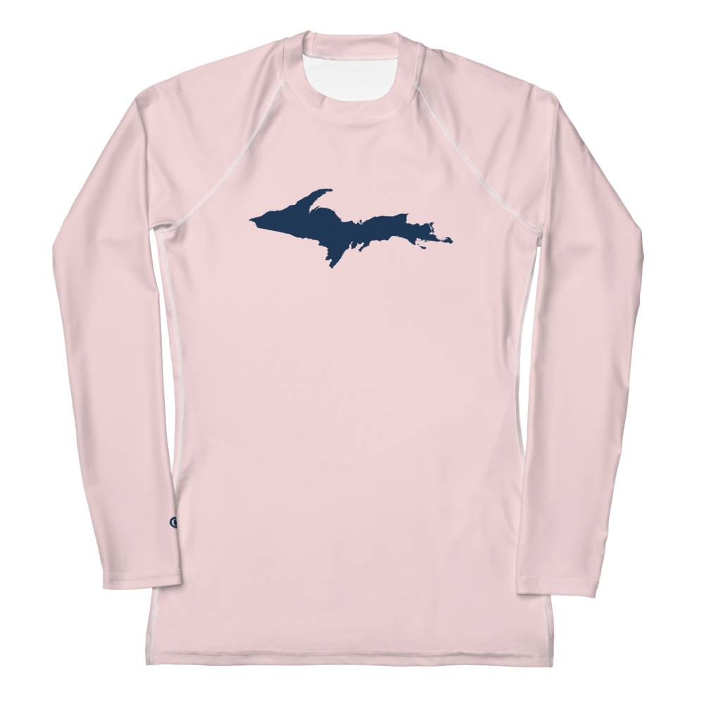 Michigan Upper Peninsula Rash Guard (w/ UP Outline) | Women's - Pale Pink