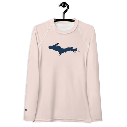 Michigan Upper Peninsula Rash Guard (w/ UP Outline) | Women's - Champagne Pink