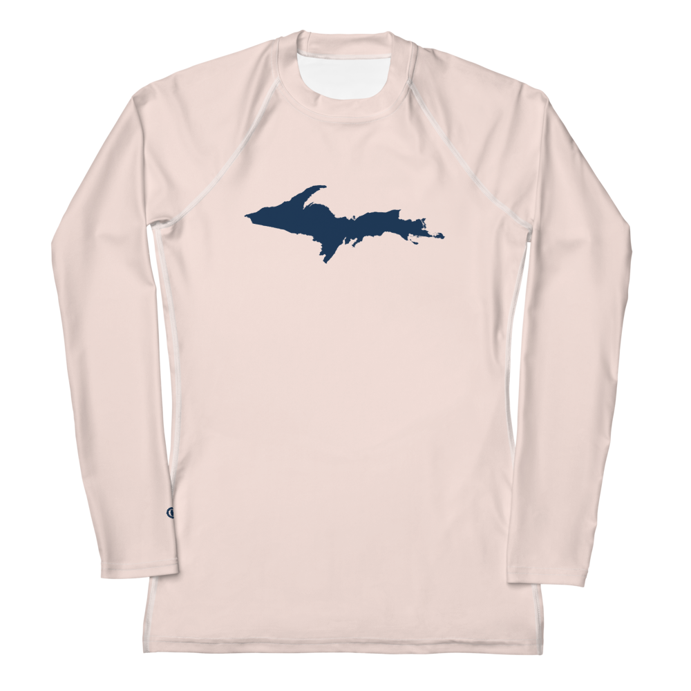 Michigan Upper Peninsula Rash Guard (w/ UP Outline) | Women's - Champagne Pink