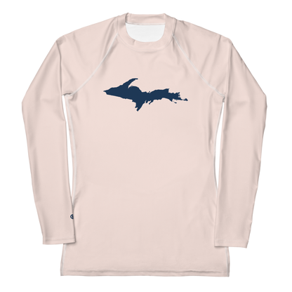 Michigan Upper Peninsula Rash Guard (w/ UP Outline) | Women's - Champagne Pink