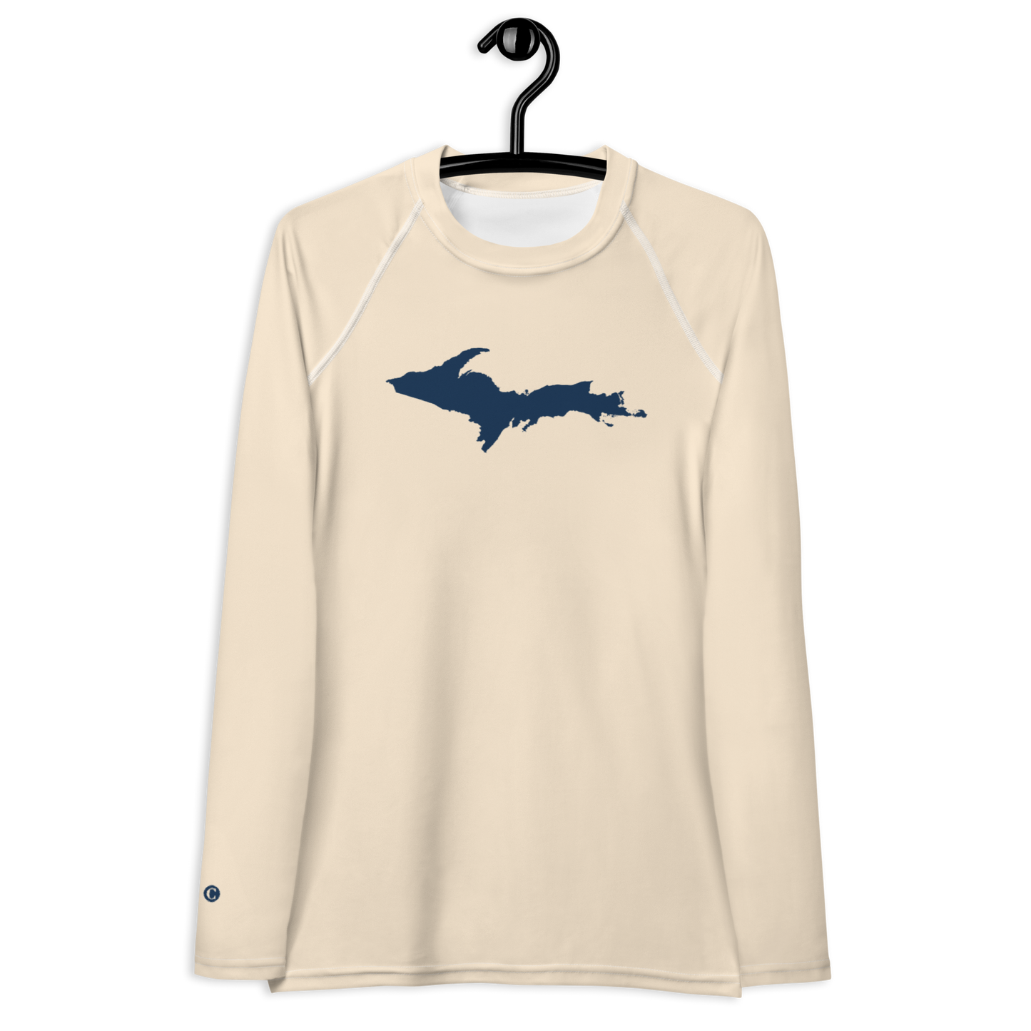 Michigan Upper Peninsula Rash Guard (w/ UP Outline) | Women's - Champagne White