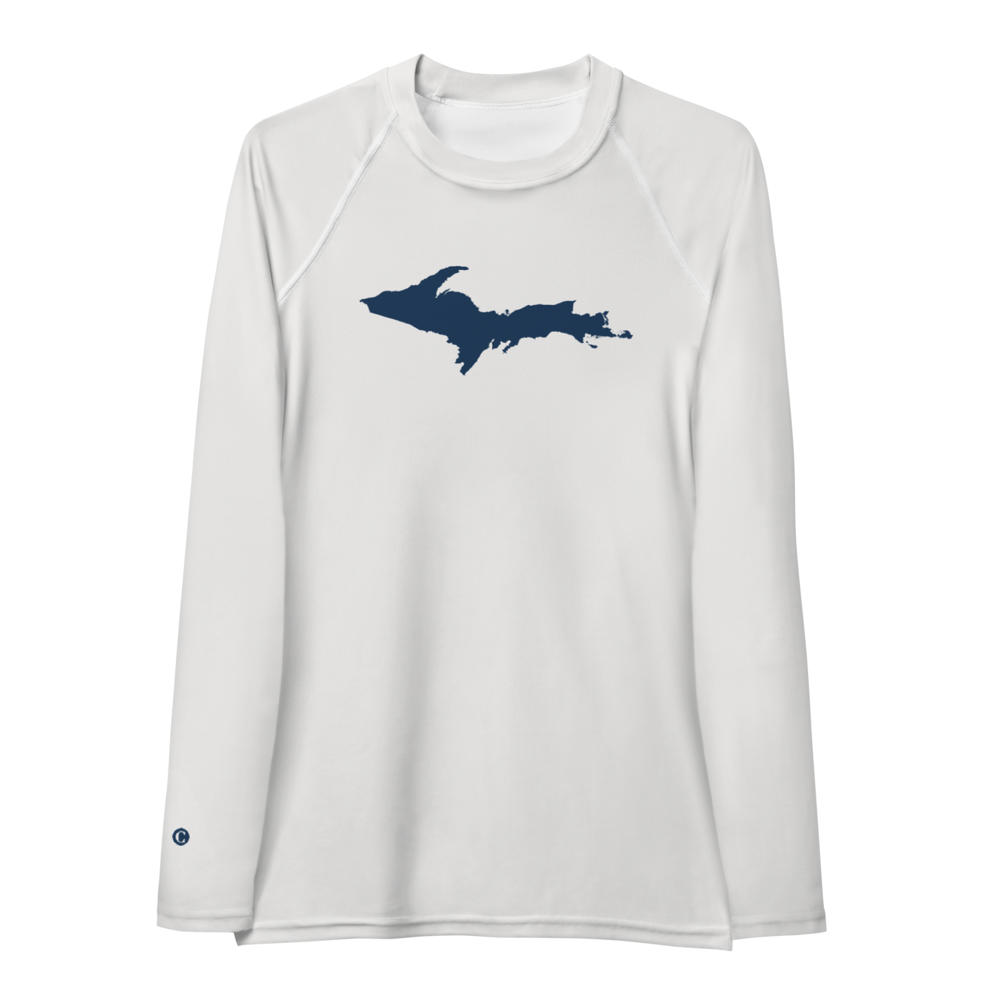 Michigan Upper Peninsula Rash Guard (w/ UP Outline) | Women's - Birch Bark White