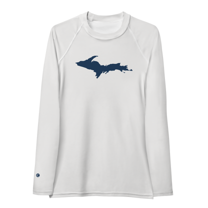 Michigan Upper Peninsula Rash Guard (w/ UP Outline) | Women's - Birch Bark White