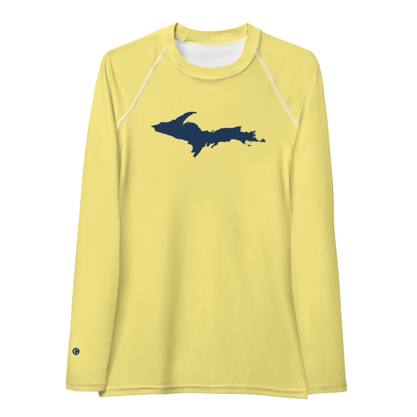 Michigan Upper Peninsula Rash Guard (w/ UP Outline) | Women's - Cherry Yellow