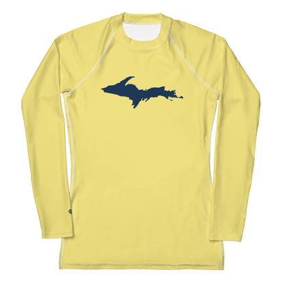 Michigan Upper Peninsula Rash Guard (w/ UP Outline) | Women's - Cherry Yellow