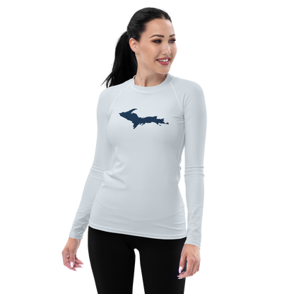 Michigan Upper Peninsula Rash Guard (w/ UP Outline) | Women's - Gossy White