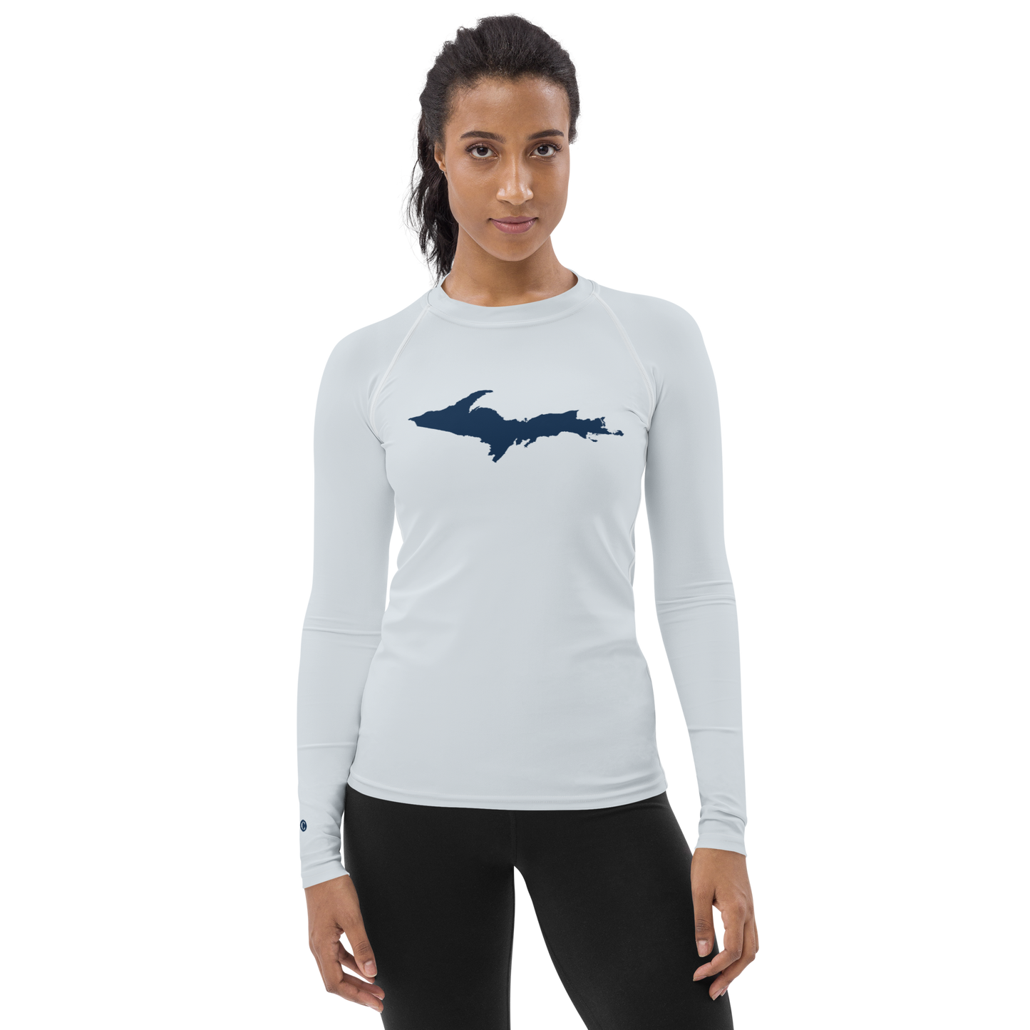 Michigan Upper Peninsula Rash Guard (w/ UP Outline) | Women's - Gossy White