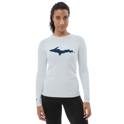 Michigan Upper Peninsula Rash Guard (w/ UP Outline) | Women's - Gossy White