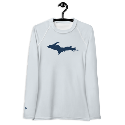 Michigan Upper Peninsula Rash Guard (w/ UP Outline) | Women's - Gossy White