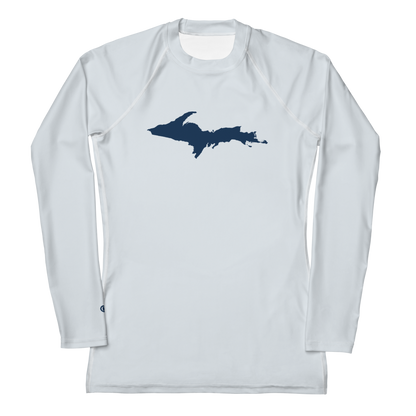 Michigan Upper Peninsula Rash Guard (w/ UP Outline) | Women's - Gossy White