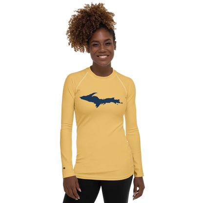 Michigan Upper Peninsula Rash Guard (w/ UP Outline) | Women's - Citrine